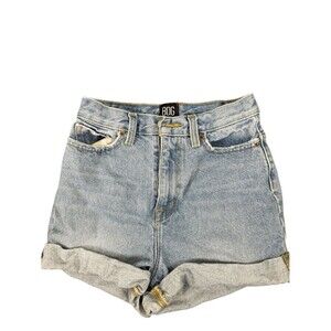 BDG Women's Light Blue Mom High-Rise Distressed Jean Shorts - Size 24